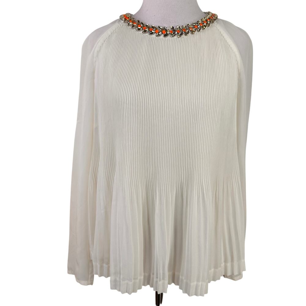 Ted Baker Lovina Bejeweled Accordion Pleated Top Size 2
